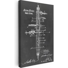 Tablofest Dikey Kanvas Tablo Tornavida Iç Mekanizma Patent Teknik Vintage Tablo Ev Ofis Duvar Dekoru