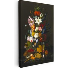 Tablofest Dikey Kanvas Tablo Severin Roesen Şampanya Kadehi Kuş Yumurtası Çiçek Ressam Tablosu Ev Ofis Dekoru