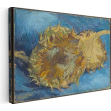 Tablofest Yatay Kanvas Tablo Van Gogh Ters Çevrilmiş Ayçiçeği Mavi Ressam Tablosu Ev Ofis Duvar Dekoru