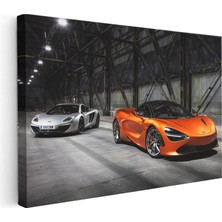 Tablofest Yatay Kanvas Tablo Depo Hangarda Iki Adet Mclaren Spor Araba Mclaren Tablosu Ev Ofis Duvar Dekoru