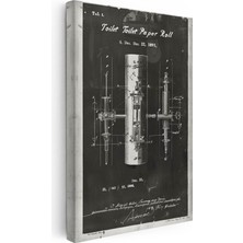Tablofest Dikey Kanvas Tablo Tuvalet Kağıdı Aparatı Patent Çizimi Teknik Vintage Tablo Ev Ofis Duvar Dekoru