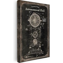 Tablofest Dikey Kanvas Tablo Astronomik Saat Patent Çizimi Şık Vintage Tablo Ev Ofis Duvar Dekoru