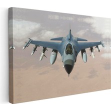 Tablofest Yatay Kanvas Tablo Tam Cepheden Savaş Uçağı Askeri Jet Tablosu Ev Ofis Duvar Dekoru