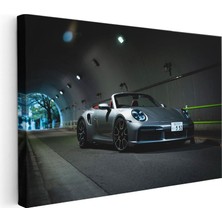 Tablofest Yatay Kanvas Tablo Porsche 911 Turbo S Cabrio Gece Tünel Pozu Porsche Tablosu Ev Ofis Duvar Dekoru