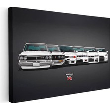 Tablofest Yatay Kanvas Tablo Nissan Gt-R Tüm Nesiller Serisi Nissan Gt-R Tablosu Ev Ofis Duvar Dekoru