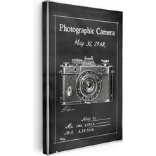 Tablofest Dikey Kanvas Tablo Fotoğraf Makinesi Patent Çizimi Kamera Vintage Tablo Ev Ofis Duvar Dekoru