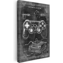 Tablofest Dikey Kanvas Tablo Oyun Kumandası ve Konsol Patent Çizimi Oyun Vintage Tablo Ev Ofis Duvar Dekoru