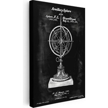 Tablofest Dikey Kanvas Tablo Armillary Sphere Küre Kaideli Vintage Tablo Ev Ofis Duvar Dekoru