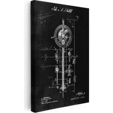 Tablofest Dikey Kanvas Tablo Hassas Ölçüm Cihazı Patent Çizimi Teknik Vintage Tablo Ev Ofis Duvar Dekoru