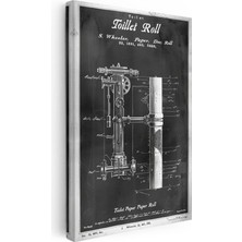 Tablofest Dikey Kanvas Tablo Tuvalet Kağıdı Mekanizması Patent Teknik Vintage Tablo Ev Ofis Duvar Dekoru