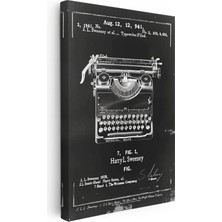 Tablofest Dikey Kanvas Tablo Daktilo Patent Çizimi Klavye Ön Görünüm Vintage Tablo Ev Ofis Duvar Dekoru