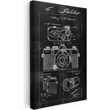 Tablofest Dikey Kanvas Tablo Kamera Çeşitleri Patent Çizimi Detaylı Vintage Tablo Ev Ofis Duvar Dekoru