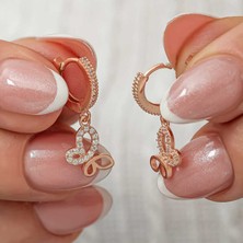 Katre46 Gümüş Sallantılı Rose Kelebek Kadın Küpe