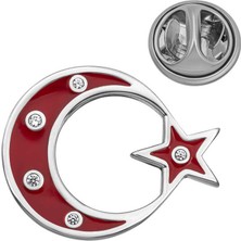 Katre46 925 Ayar Gümüş Ay Yıldız Rozet