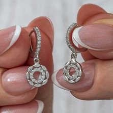 Katre46 Gümüş Sallantılı Halka Kadın Küpe