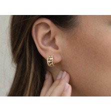 Birtakıı Zirkon Taşlı Gold Küpe