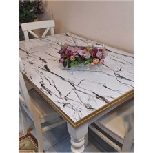 Başak Ev Tekstili Kalın Pvc Masa Koruyucu – 1.2 mm Mika Örtü, 80 cm En, Mermer Desen