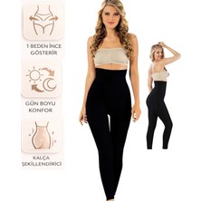 Bipamuk Kadın Korseli Uzun Tayt Yüksek Bel Toparlayıcı Spor Tayt Bel ve Basen Şekillendirici 1 Beden Ince Gösteren