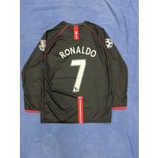 2008 Sezonu Cristiano Ronaldo Manchester United Uzun Kol Siyah Renk Nostalji Forma / Retro Ronaldo Forma