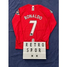 2008 Sezonu Cristiano Ronaldo Manchester United Uzun Kol Kırmızı Renk Nostalji Forma / Retro Ronaldo Forma