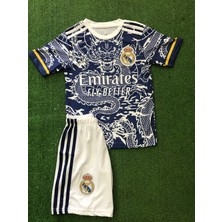 Dragon Temalı Özel Tasarım Lacivert Arkası Boş R.madrid Çocuk Forma Şort