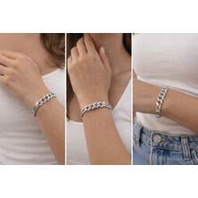 Birtakıı Zirkon Taşlı Gümüş Renk Unisex Bileklik