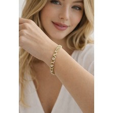 Birtakıı Gold Renk Taşlı Desenli Bileklik