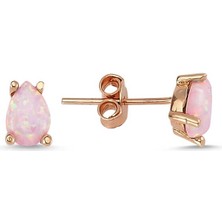 Katre46 ​gümüş Damla Pembe Opal Taş Küpe