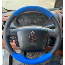 Hasbay Dikişli Direksiyon Kılıfı Mavi / Siyah Deri Mavi Dikişli Peugeot Boxer Fotodaki Direksiyon Için
