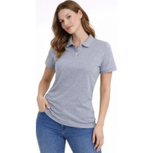 Nidam Butik Pike Kumaş Düğmeli Yaka Regular Rahat Günlük Kısa Kol Tişört T-Shirt - Gri