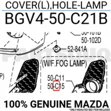 TŞT Mazda 3 Ön Sis Lamba Kapağı Delikli Hatchback Sol 2012- 2013- (Oem No:  BGV4-50-C21B)
