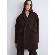 Lc Waikiki Yeni Sezon Kruvaze Yaka Oversize Kadın Kaşe Kaban