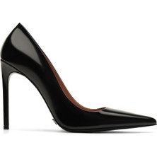 Jabotter %100 Deri Siyah Kadın Stiletto Monaco Rugan 10 cm Stiletto