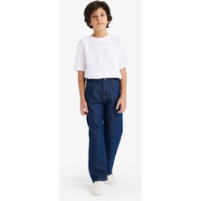 DeFacto %100 Pamuk Wide Leg Düz Paça Jean Pantolon Erkek Çocuk F9384A826SM