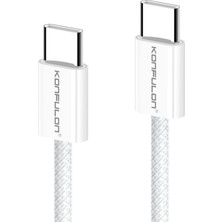 Budi Konfulon DC130 2m 60W Type-C To Type-C Örgülü Hızlı Şarj Kablosu - Beyaz