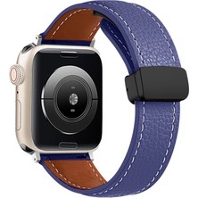 Magicool Apple Watch 42MM KR414 Daks Deri Kordon - Lacivert
