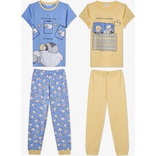 Penti Erkek Çocuk Mavi Sheepy Kısa Kollu 2'li Pijama Takımı