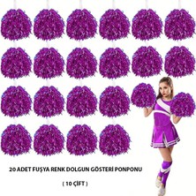 Go İthalat 10 Çift ( 20 Adet ) Fuşya Renk 23 Nisan 19 Mayıs 29 Ekim Okul Gösteri Ponponları (5440)