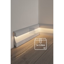 Evime Decor Beyaz Ledli Süpürgelik, 1 Boy 120CM Polimer, Suya Dayanıklı, Ev Dekorasyonu