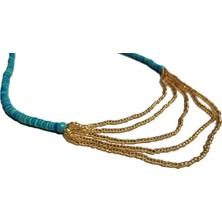 Chellomood - Altın Dalgalar – Turkuaz Boncuklu Bohem Kolye