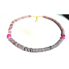 Chellomood - Soft Punk – Pembe ve Siyah El Yapımı Fimo Boncuk Kolye