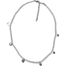 Chellomood - Rose Drop – Şeffaf Boncuklu Damla Taşlı Zarif Zincir Kolye