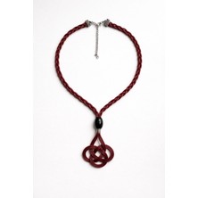 Chellomood - Bordo Suni Deri Ipli El Yapımı Örgü Kolye