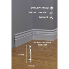 Evime Decor Beyaz 15CM Süpürgelik, 1 Boy 120CM Polimer, Suya Dayanıklı, Ev Dekorasyonu