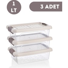 Loremp Saklama Kabı 3 Adet 1 Lt Saklama Kutusu Depolama Düzenleyici Gıda ile Temas Uyumlu