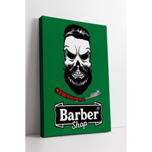 KOSS Dijital Green Barber Shop Tasarımlı Kanvas Tablo Retro Stil Kuaför Berber Duvar Dekoru