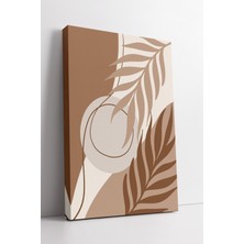 KOSS Dijital Bej ve Kahve Tonlarında Yaprak Desenli Soyut Kanvas Tablo – Minimal Doğa Temalı Boho Duvar Dekoru