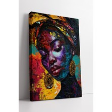 KOSS Dijital Afrikalı Kadın Portresi Canlı Renklerde Modern Soyut Sanat Tarzı Dekoratif Kanvas Tablo