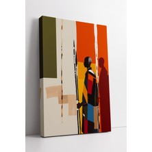 KOSS Dijital Afrika Savaşçısı Figürü Soyut Geometrik Renkli Sanat Eseri Modern Tarz Kanvas Tablo Dekoru