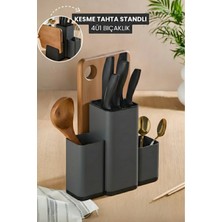 Orvila 4ü1 Bıçaklık Kaşıklık Kesme Tahta Standlı Mutfak Tezgah Üstü Dik Düzenleyici